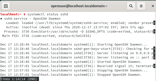 How to Start and Enable SSHD Service in OpenSUSE Linux 5