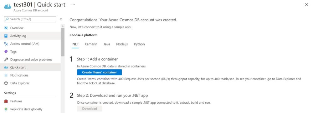 How to Create Azure Cosmos DB Account from Azure Portal 38