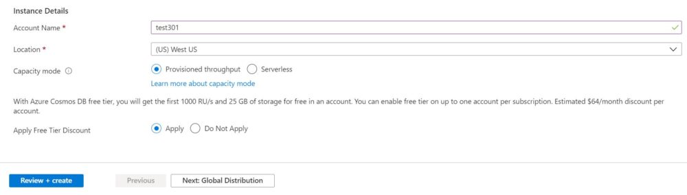 How to Create Azure Cosmos DB Account from Azure Portal 6