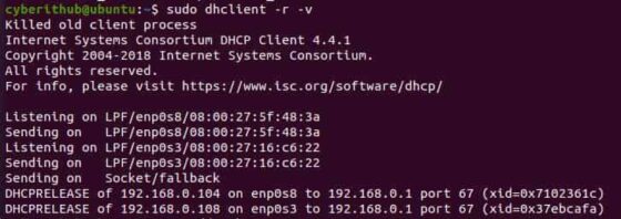 How to Release old IP or force Renew DHCP lease IP in Linux 16